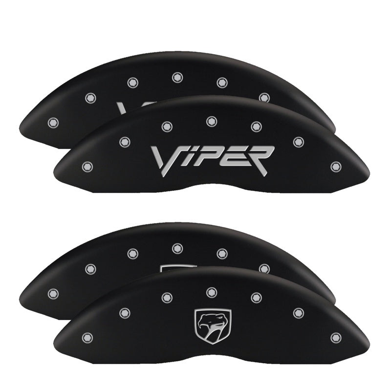 MGP 4 Caliper Covers Engraved Front & Rear Bowtie Red finish silver ch - Black Ops Auto Works