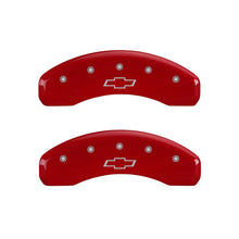 Load image into Gallery viewer, MGP 4 Caliper Covers Engraved Front &amp; Rear Bowtie Red finish silver ch - Black Ops Auto Works