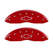 Load image into Gallery viewer, MGP 4 Caliper Covers Engraved Front &amp; Rear Bowtie Red finish silver ch - Black Ops Auto Works