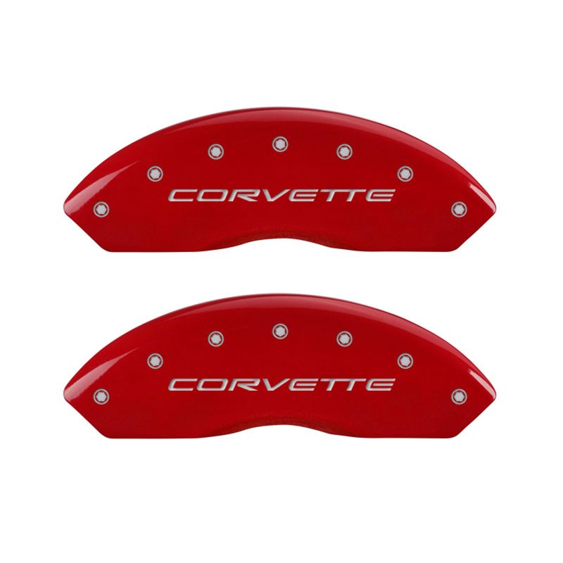 MGP 4 Caliper Covers Engraved Front & Rear C5/Corvette Red finish silver ch - Black Ops Auto Works