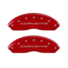 Load image into Gallery viewer, MGP 4 Caliper Covers Engraved Front &amp; Rear C5/Corvette Red finish silver ch - Black Ops Auto Works