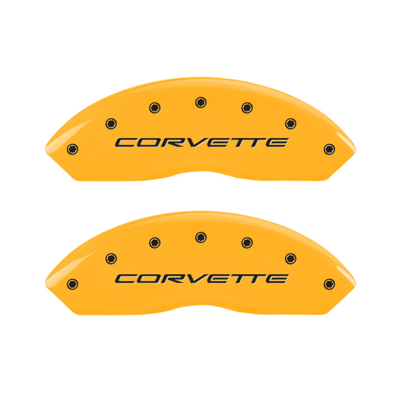 MGP 4 Caliper Covers Engraved Front & Rear C5/Corvette Yellow finish black ch - Black Ops Auto Works