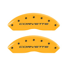 Load image into Gallery viewer, MGP 4 Caliper Covers Engraved Front &amp; Rear C5/Corvette Yellow finish black ch - Black Ops Auto Works