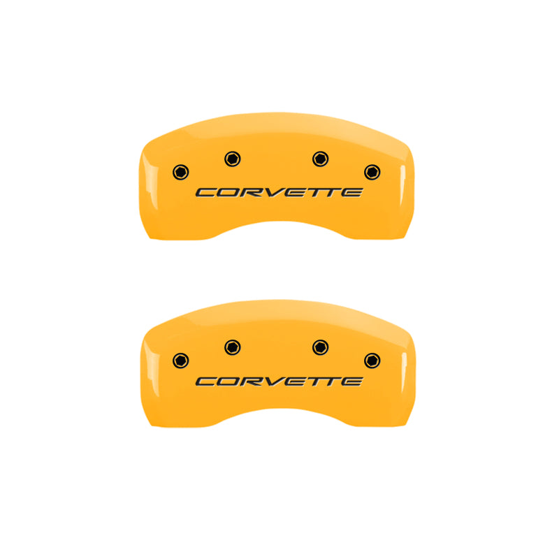 MGP 4 Caliper Covers Engraved Front & Rear C5/Corvette Yellow finish black ch - Black Ops Auto Works