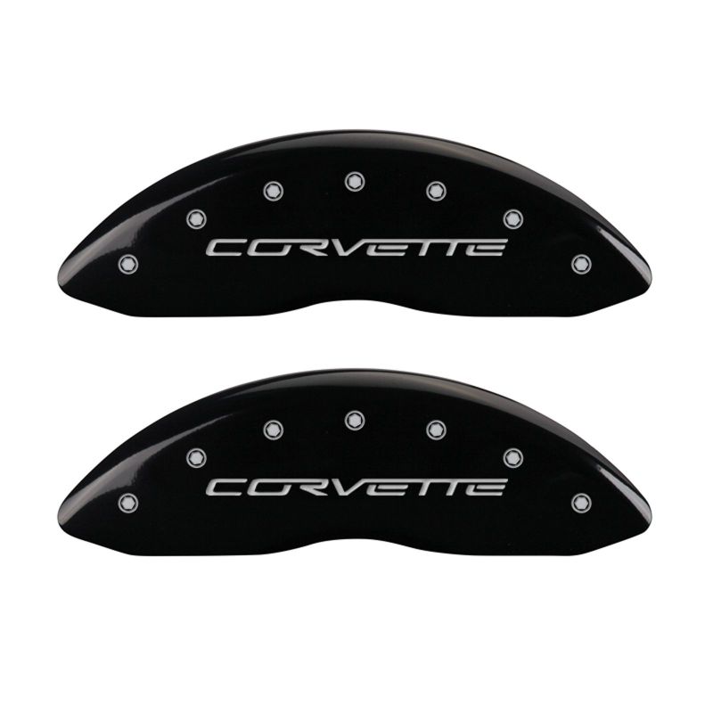 MGP 4 Caliper Covers Engraved Front & Rear C6/Corvette Black finish silver ch - Black Ops Auto Works