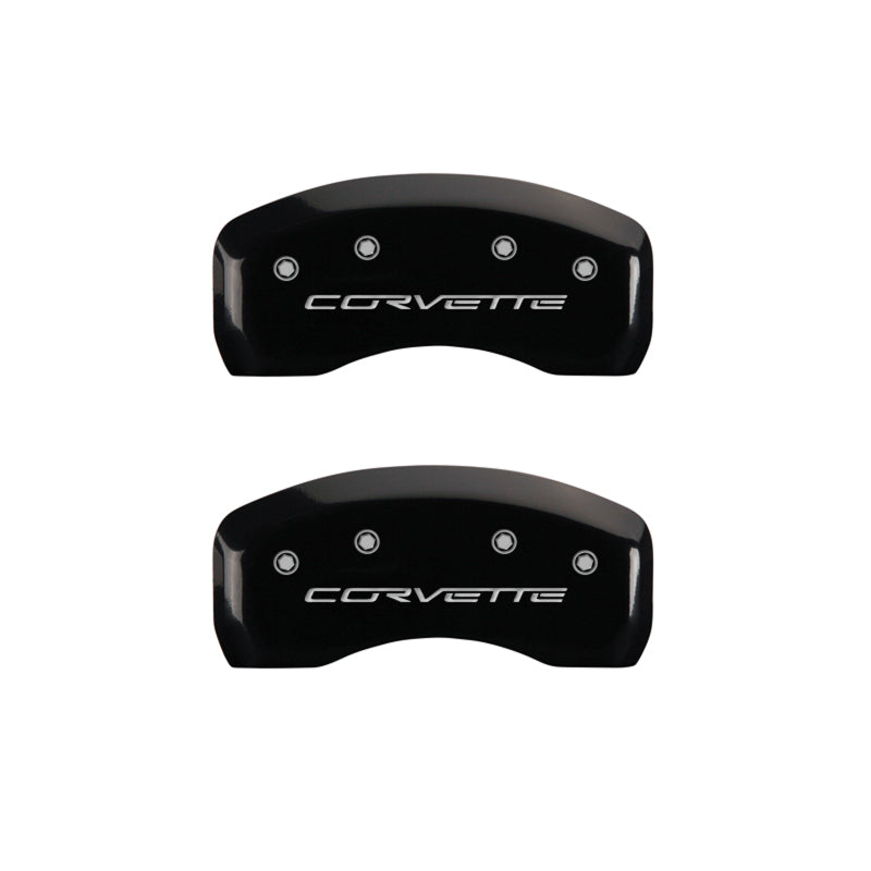 MGP 4 Caliper Covers Engraved Front & Rear C6/Corvette Black finish silver ch - Black Ops Auto Works