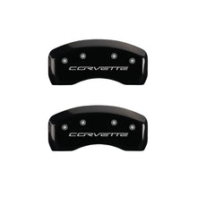 Load image into Gallery viewer, MGP 4 Caliper Covers Engraved Front &amp; Rear C6/Corvette Black finish silver ch - Black Ops Auto Works