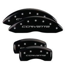 Load image into Gallery viewer, MGP 4 Caliper Covers Engraved Front &amp; Rear C6/Corvette Black finish silver ch - Black Ops Auto Works