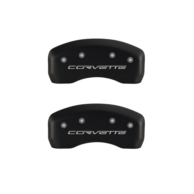 MGP 4 Caliper Covers Engraved Front & Rear C6/Corvette Red finish silver ch - Black Ops Auto Works