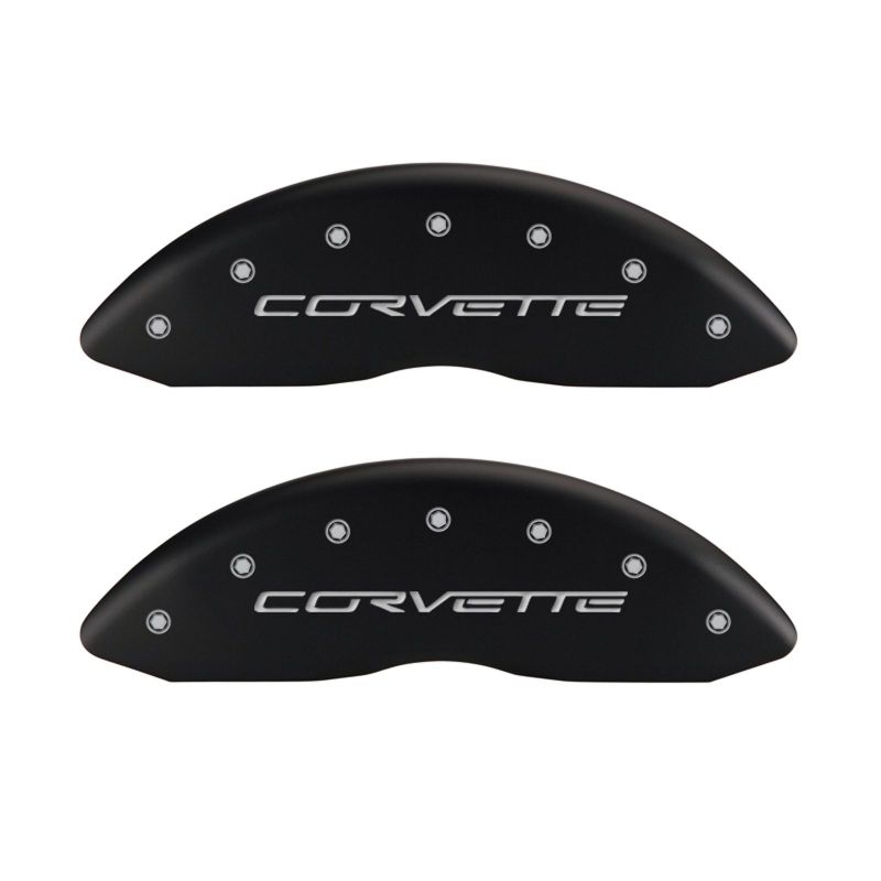MGP 4 Caliper Covers Engraved Front & Rear C6/Corvette Red finish silver ch - Black Ops Auto Works