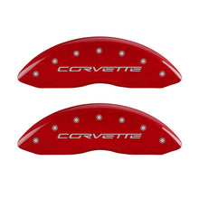 Load image into Gallery viewer, MGP 4 Caliper Covers Engraved Front &amp; Rear C6/Corvette Red finish silver ch - Black Ops Auto Works