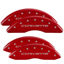 Load image into Gallery viewer, MGP 4 Caliper Covers Engraved Front &amp; Rear C6/Corvette Red finish silver ch - Black Ops Auto Works