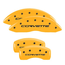 Load image into Gallery viewer, MGP 4 Caliper Covers Engraved Front &amp; Rear C6/Corvette Yellow finish black ch - Black Ops Auto Works