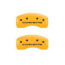 Load image into Gallery viewer, MGP 4 Caliper Covers Engraved Front &amp; Rear C6/Corvette Yellow finish black ch - Black Ops Auto Works
