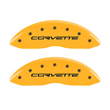 Load image into Gallery viewer, MGP 4 Caliper Covers Engraved Front &amp; Rear C6/Corvette Yellow finish black ch - Black Ops Auto Works