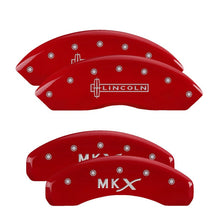 Load image into Gallery viewer, MGP 4 Caliper Covers Engraved Front &amp; Rear Cursive/Cadillac Red finish silver ch - Black Ops Auto Works