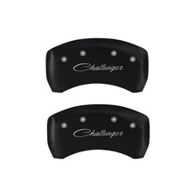 Load image into Gallery viewer, MGP 4 Caliper Covers Engraved Front &amp; Rear Cursive/Challenger Red finish silver ch - Black Ops Auto Works