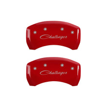 Load image into Gallery viewer, MGP 4 Caliper Covers Engraved Front &amp; Rear Cursive/Challenger Red finish silver ch - Black Ops Auto Works