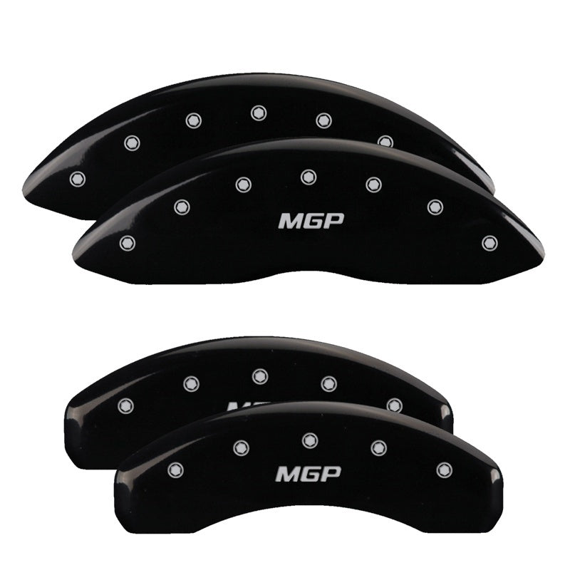 MGP 4 Caliper Covers Engraved Front & Rear Denali Black finish silver ch - Black Ops Auto Works