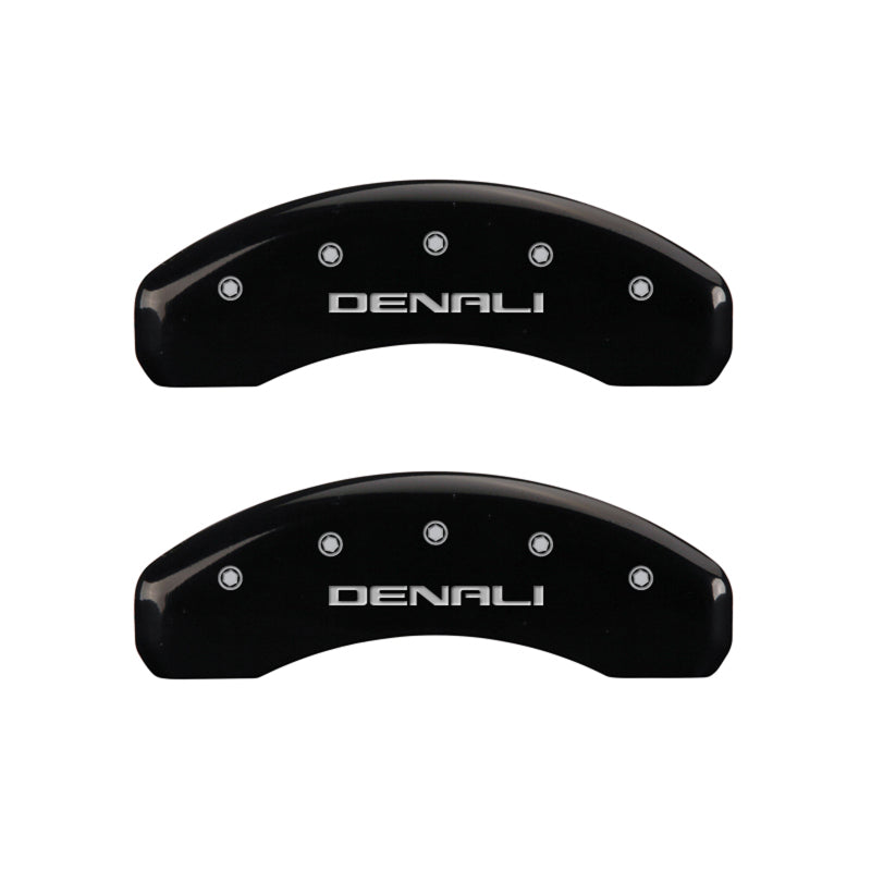 MGP 4 Caliper Covers Engraved Front & Rear Denali Black finish silver ch - Black Ops Auto Works