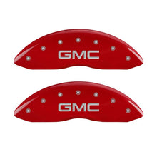 Load image into Gallery viewer, MGP 4 Caliper Covers Engraved Front &amp; Rear Denali Red finish silver ch - Black Ops Auto Works
