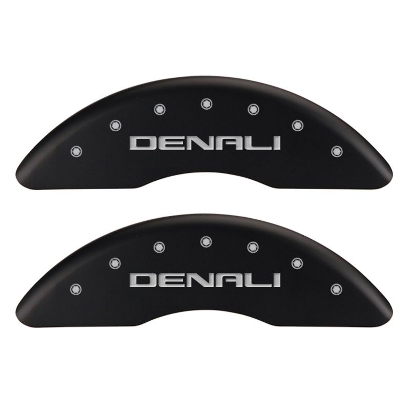 MGP 4 Caliper Covers Engraved Front & Rear Denali Red finish silver ch - Black Ops Auto Works