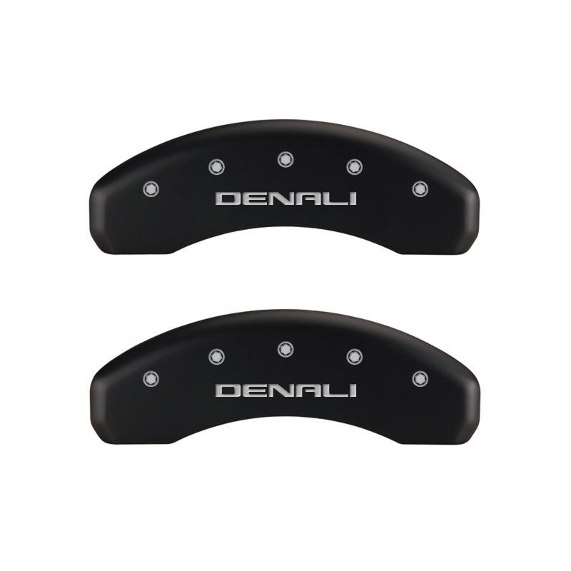 MGP 4 Caliper Covers Engraved Front & Rear Denali Red finish silver ch - Black Ops Auto Works