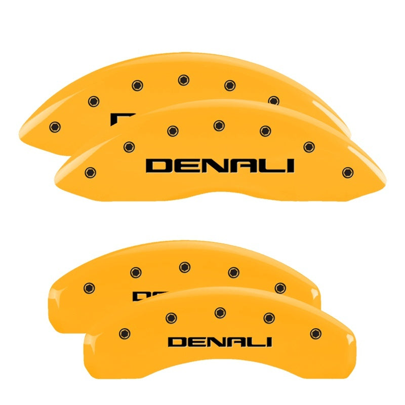 MGP 4 Caliper Covers Engraved Front & Rear Denali Yellow finish black ch - Black Ops Auto Works