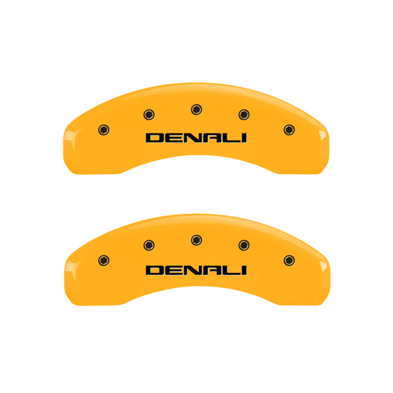 MGP 4 Caliper Covers Engraved Front & Rear Denali Yellow finish black ch - Black Ops Auto Works