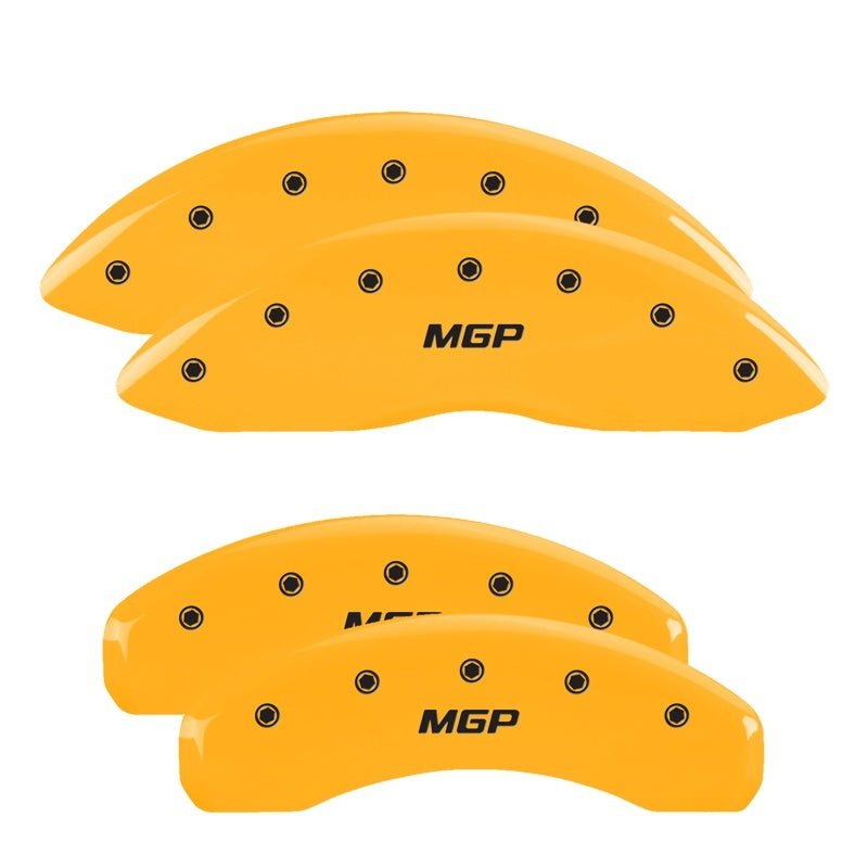 MGP 4 Caliper Covers Engraved Front & Rear Denali Yellow finish black ch - Black Ops Auto Works