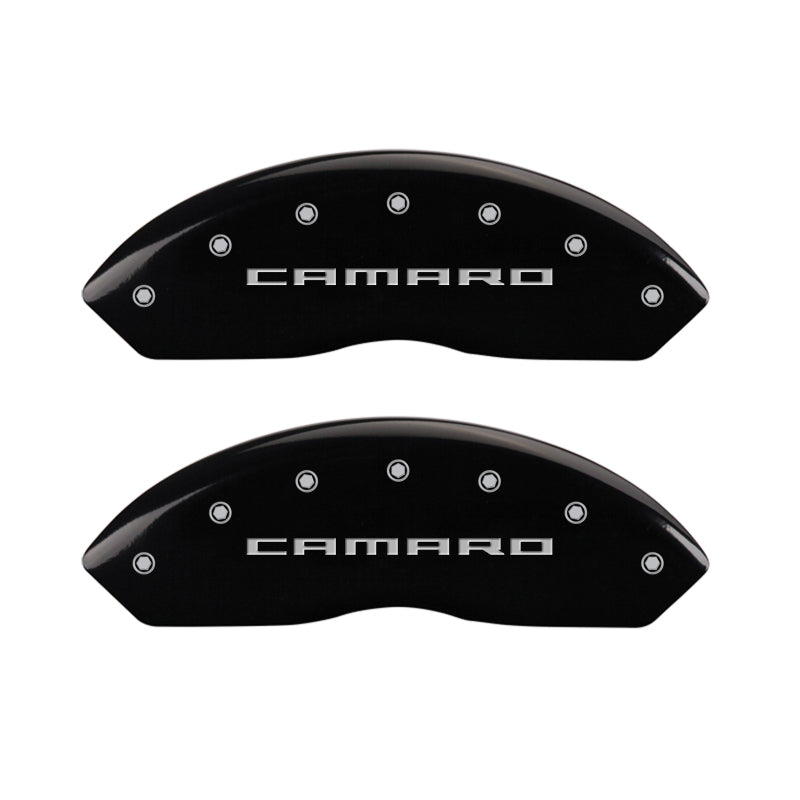MGP 4 Caliper Covers Engraved Front & Rear Gen 5/Camaro Black finish silver ch - Black Ops Auto Works