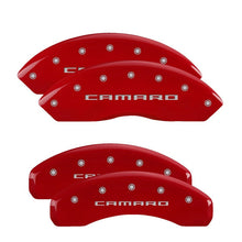 Load image into Gallery viewer, MGP 4 Caliper Covers Engraved Front &amp; Rear Gen 5/Camaro Red finish silver ch - Black Ops Auto Works