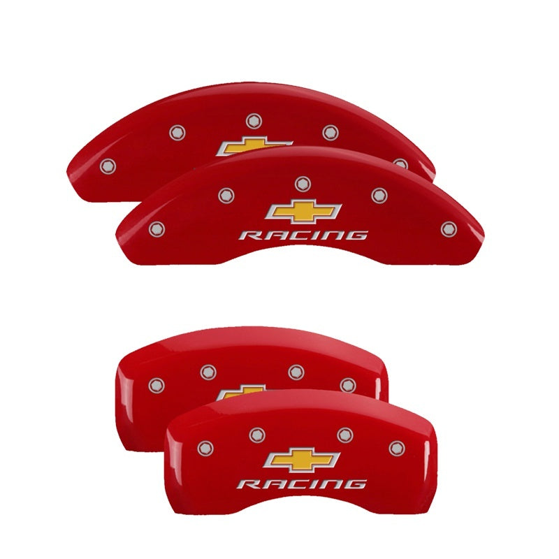 MGP 4 Caliper Covers Engraved Front & Rear Gen 5/Camaro Red finish silver ch - Black Ops Auto Works