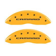 Load image into Gallery viewer, MGP 4 Caliper Covers Engraved Front &amp; Rear Gen 5/Camaro Yellow finish black ch - Black Ops Auto Works
