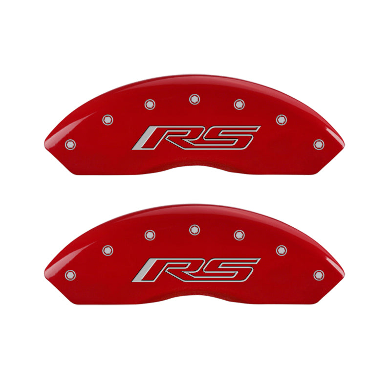 MGP 4 Caliper Covers Engraved Front & Rear Gen 5/RS Red finish silver ch - Black Ops Auto Works