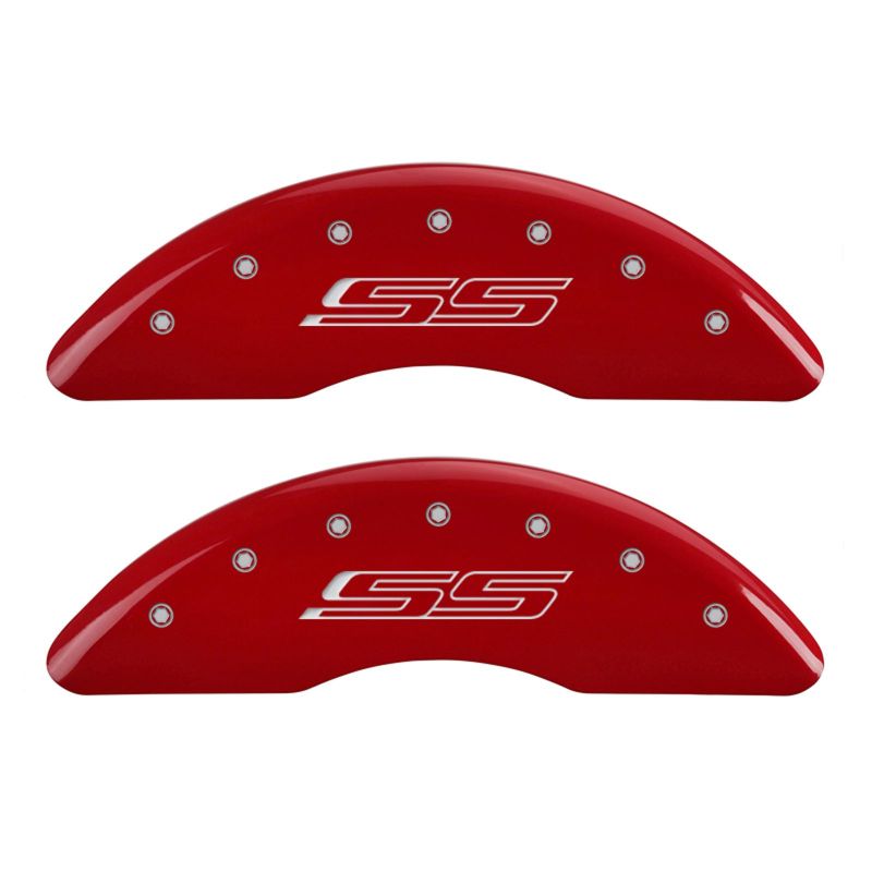 MGP 4 Caliper Covers Engraved Front & Rear Gen 5/SS Red finish silver ch - Black Ops Auto Works