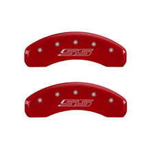 Load image into Gallery viewer, MGP 4 Caliper Covers Engraved Front &amp; Rear Gen 5/SS Red finish silver ch - Black Ops Auto Works