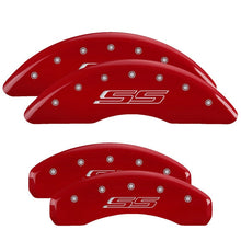 Load image into Gallery viewer, MGP 4 Caliper Covers Engraved Front &amp; Rear Gen 5/SS Red finish silver ch - Black Ops Auto Works