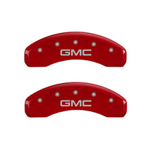 Load image into Gallery viewer, MGP 4 Caliper Covers Engraved Front &amp; Rear GMC Red finish silver ch - Black Ops Auto Works