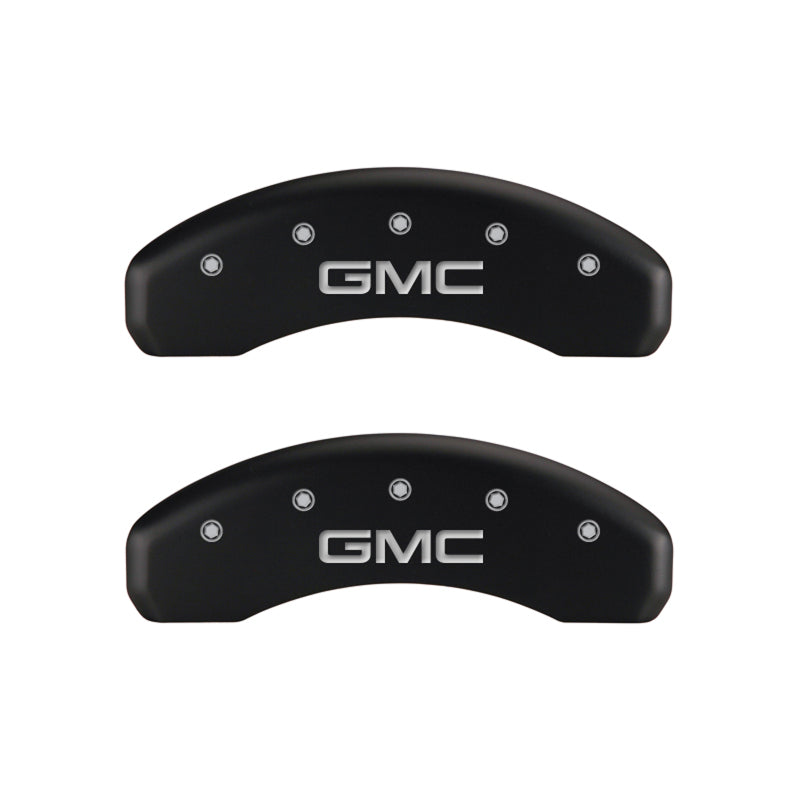 MGP 4 Caliper Covers Engraved Front & Rear GMC Red finish silver ch - Black Ops Auto Works