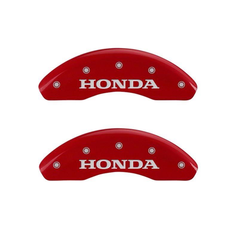 MGP 4 Caliper Covers Engraved Front & Rear Honda Red finish silver ch - Black Ops Auto Works