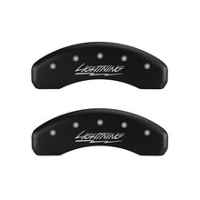 Load image into Gallery viewer, MGP 4 Caliper Covers Engraved Front &amp; Rear Lightning Red finish silver ch - Black Ops Auto Works