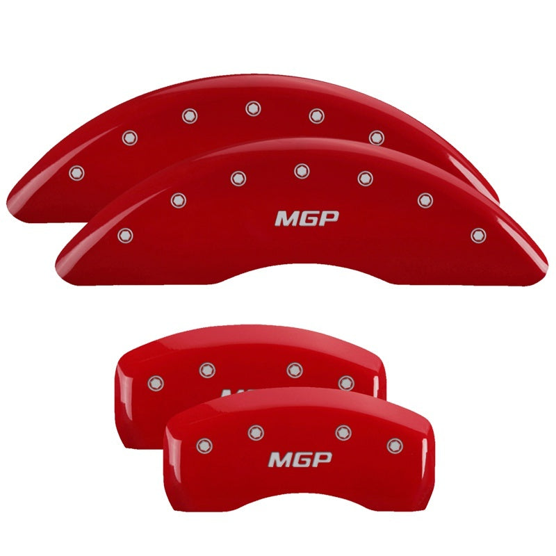 MGP 4 Caliper Covers Engraved Front & Rear MGP Red finish silver ch - Black Ops Auto Works