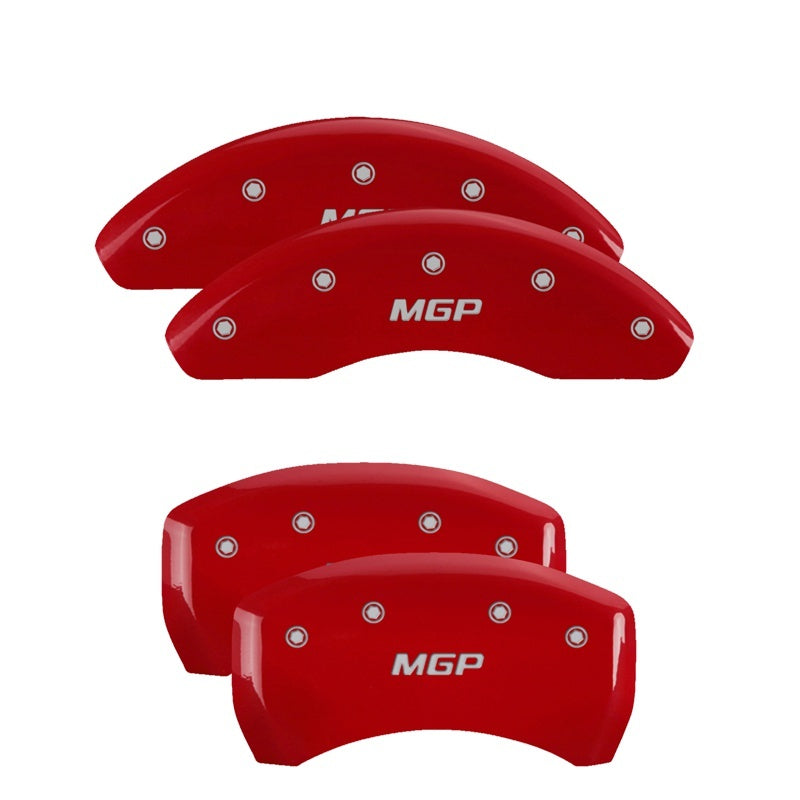 MGP 4 Caliper Covers Engraved Front & Rear MGP Red finish silver ch - Black Ops Auto Works