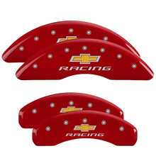 Load image into Gallery viewer, MGP 4 Caliper Covers Engraved Front &amp; Rear MGP Red finish silver ch - Black Ops Auto Works