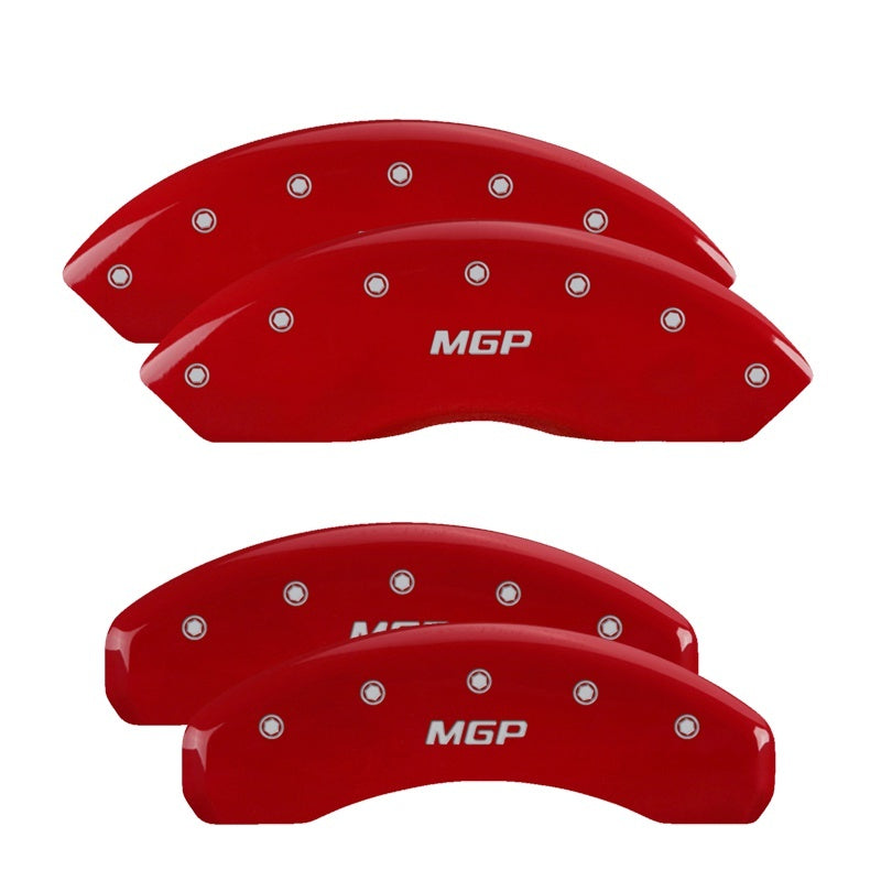 MGP 4 Caliper Covers Engraved Front & Rear MGP Red finish silver ch - Black Ops Auto Works
