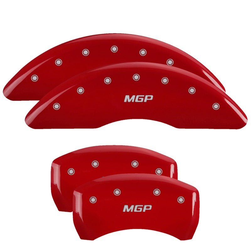 MGP 4 Caliper Covers Engraved Front & Rear MGP Red finish silver ch - Black Ops Auto Works