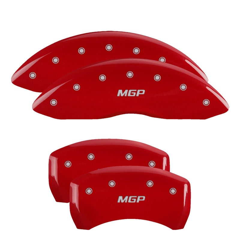 MGP 4 Caliper Covers Engraved Front & Rear MGP Red finish silver ch - Black Ops Auto Works