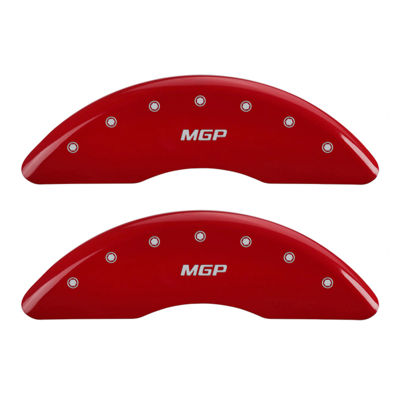 MGP 4 Caliper Covers Engraved Front & Rear MGP Red finish silver ch - Black Ops Auto Works