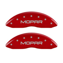Load image into Gallery viewer, MGP 4 Caliper Covers Engraved Front &amp; Rear MOPAR Red finish silver ch - Black Ops Auto Works